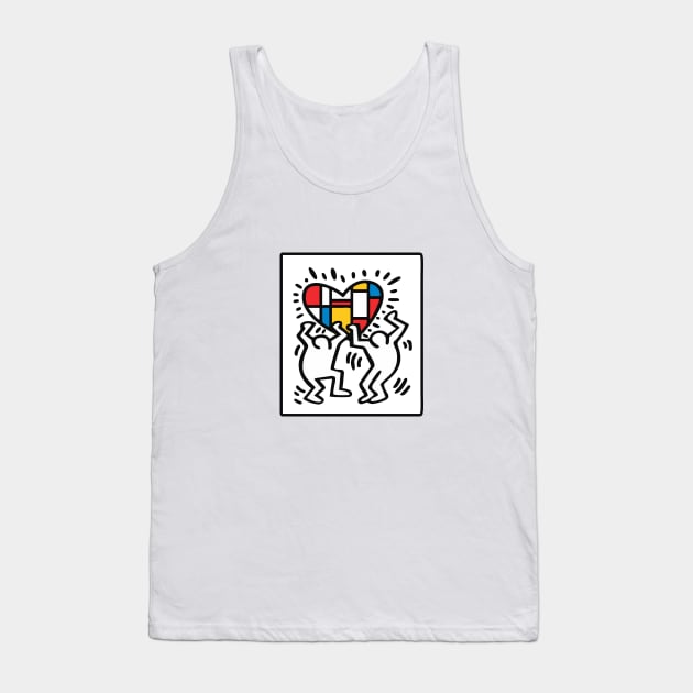 Keith lovers haring outline and Mondrian Pop Art Tank Top by by fend